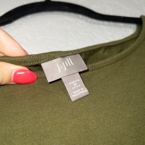 J.‎ Jill Olive Green Sleeveless Shirt Dress Size Medium Petite - Picture 3 of 5